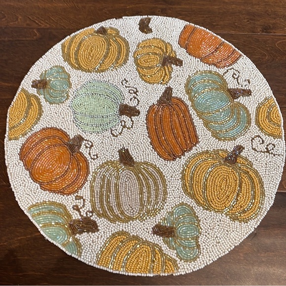 Sigrid Olsen Fall Leaves Beaded Round 15” Charger Placemat New Missing Beads - Picture 2 of 3